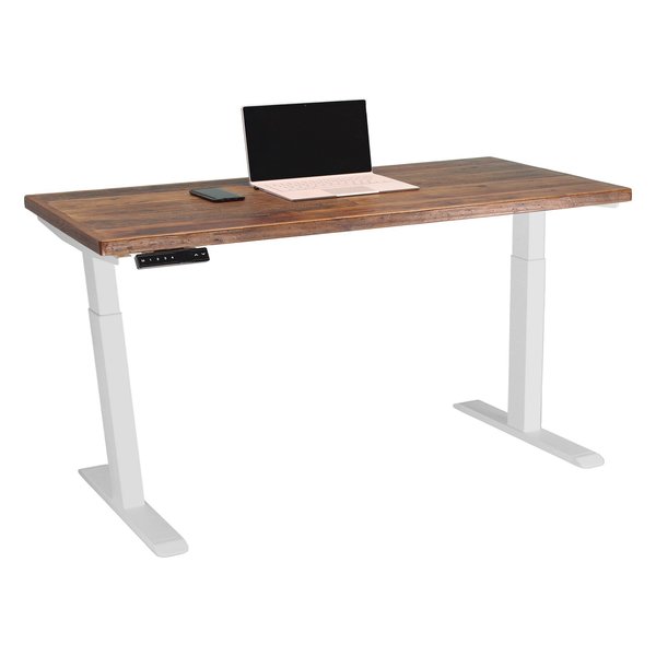 We'Re It Lift it, 60"x30" Electric Sit Stand Desk, 4 Memory/1 USB LED Control, Reclaimed Wood Top, White Base VL22WH6030-RW